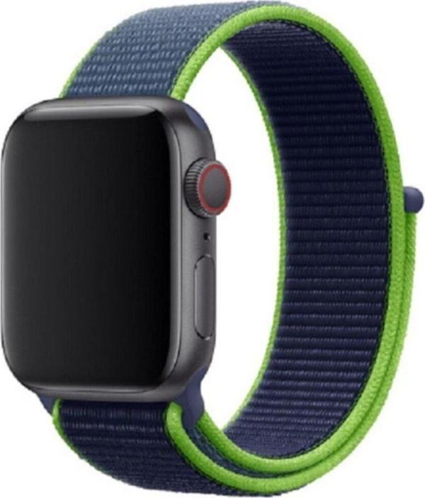 Coverzone Apple Watch 42-44mm Bilekli Kumaş Kayış Kordon Laciert-yeşil Fabric K17 - Image 1