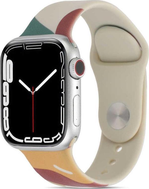 Coverzone Apple Watch 5 42mm Ile Uyumlu Foden Renkli Desenli Kordon Green Mango - Image 1