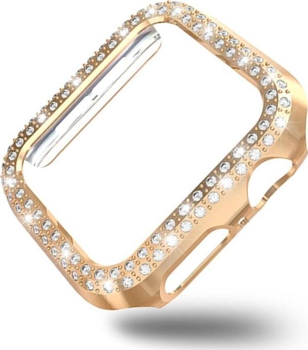 Coverzone Apple Watch 5 42mm Ile Uyumlu Sert Çerçeve Diamond Kapak Rosegold - Image 1
