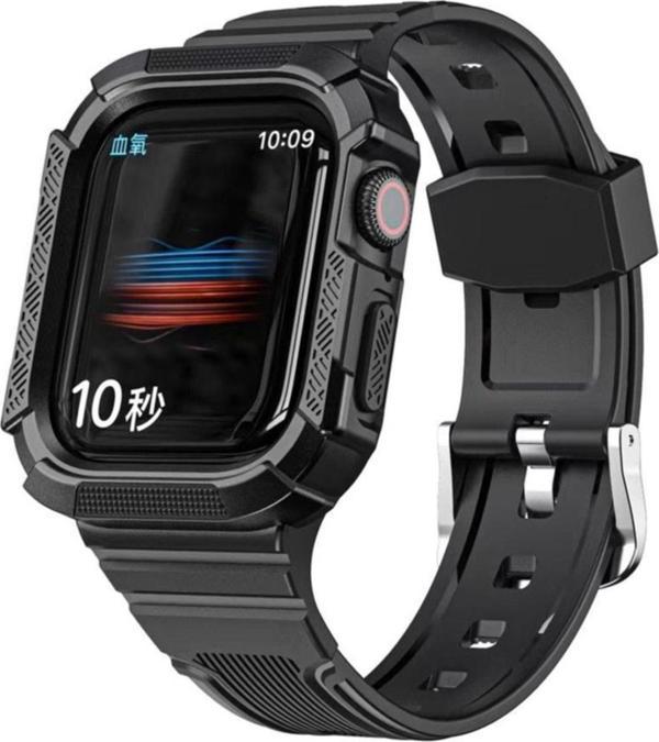 Coverzone Apple Watch 5 Ile Uyumlu Double Protect 42-44mm Firmino Antishok Kordon Siyah - Image 1