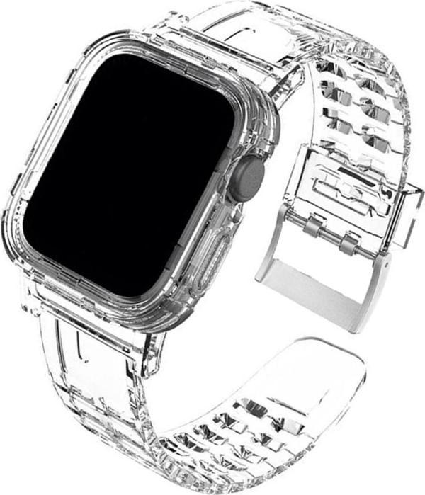 Coverzone Apple Watch Ultra Ile Uyumlu Kordon 49mm Transparan Wanderlust Spor Saat Kayış Seffaf - Image 1