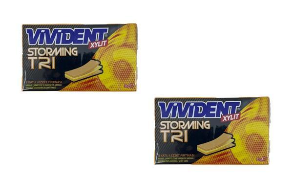 Vivident Storming XYLT TRI - Mango, Çarkıfelek ve Narenciye Aromalı Şekersiz Tatlandırıcılı Şerit Sakız (2 ADET) - Image 1