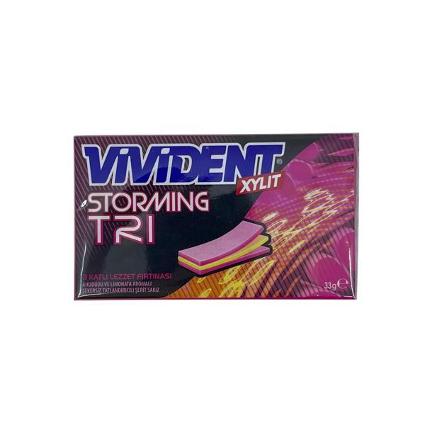 Vivident Storming XYLT TRI - Ahududu ve Limonata Aromalı Şekersiz Tatlandırıcılı Şerit Sakız - Image 1