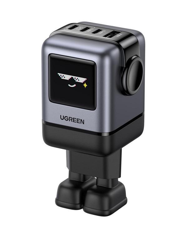 UGREEN Nexode Uno 100W Robot GaN Hızlı Şarj Cihazı 3xUSB-C, 1xUSB-A, Gri, 45515B - Image 1