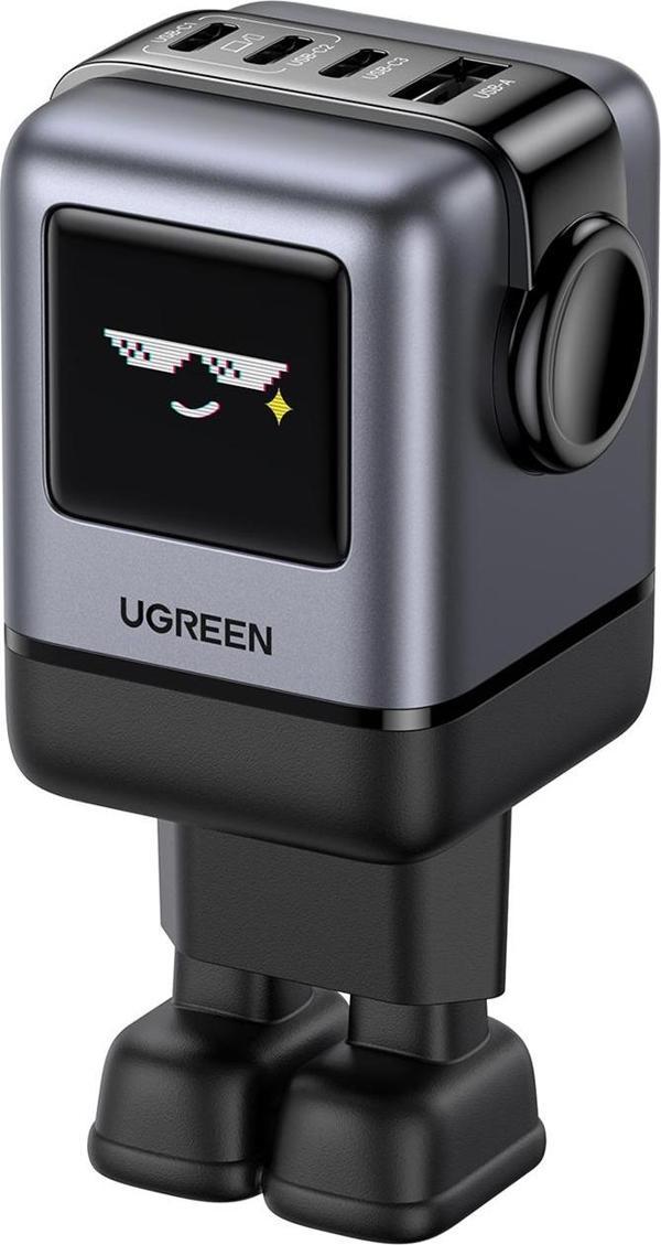 UGREEN Nexode Uno 100W Robot GaN Hızlı Şarj Cihazı 3xUSB-C, 1xUSB-A, Gri, 45515B - Image 1