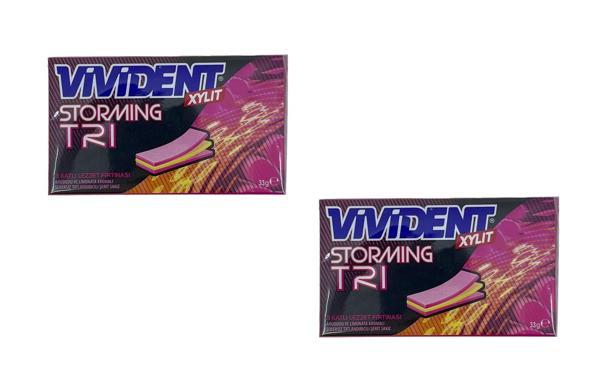 Vivident Storming XYLT TRI - Ahududu ve Limonata Aromalı Şekersiz Tatlandırıcılı Şerit Sakız (2 ADET) - Image 1