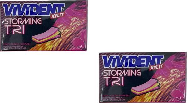 Vivident Storming XYLT TRI - Ahududu ve Limonata Aromalı Şekersiz Tatlandırıcılı Şerit Sakız (2 ADET) - Image 1