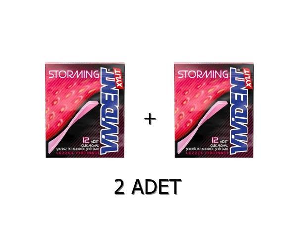 Vivident Storming Çilek Aromalı Şekersiz-Tatlandırıcılı Şerit Sakız 33g - Image 1
