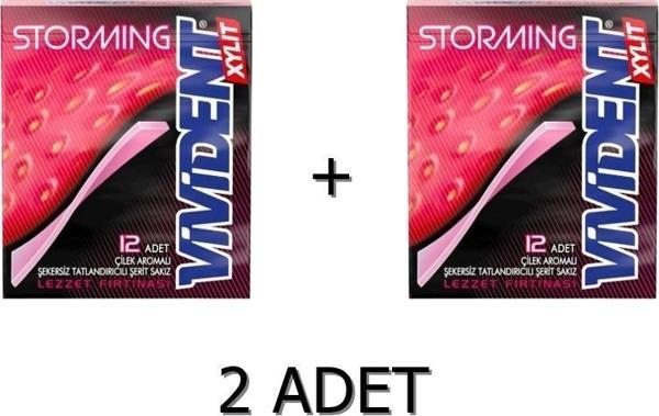 Vivident Storming Çilek Aromalı Şekersiz-Tatlandırıcılı Şerit Sakız 33g - Image 1