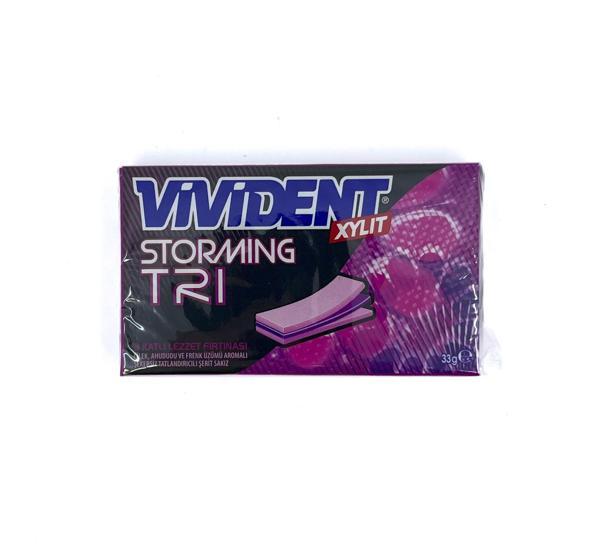 Vivident Storming XYLT TRI - Çilek, Ahududu ve Frenk Üzümü Aromalı Şekersiz Tatlandırıcılı Şerit Sakız - Image 1
