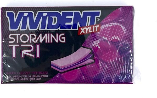 Vivident Storming XYLT TRI - Çilek, Ahududu ve Frenk Üzümü Aromalı Şekersiz Tatlandırıcılı Şerit Sakız - Image 1