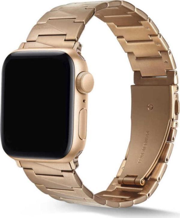 Coverzone Apple Watch 7 45 mm Uyumlu Z Type Model Metal Kordon Rosegold - Image 1