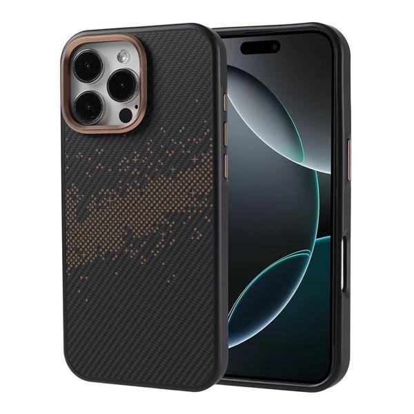 Apple iPhone 16 Pro Max Kılıf M-safe Şarj Özellikli Karbon Fiber Tasarımlı Zore Vave Kapak - Image 1