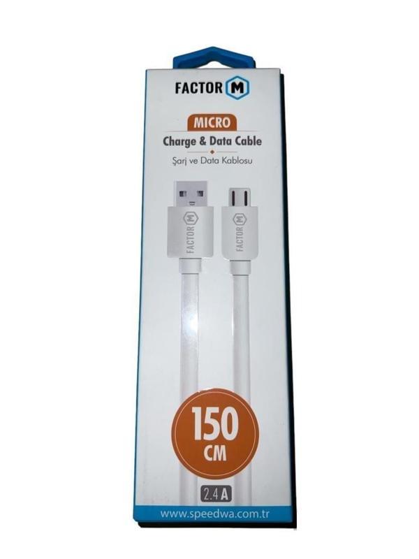 Factor M Micro USB Data Şarj Kablosu 150cm  FM-2415M - Image 1