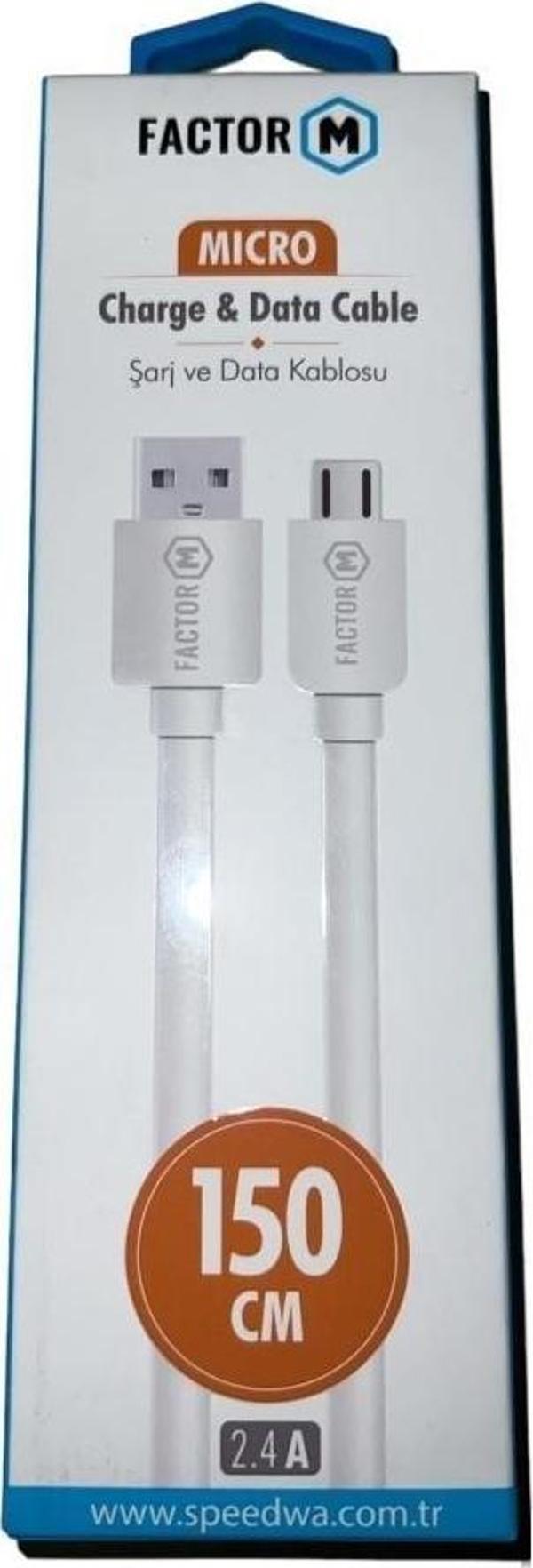 Factor M Micro USB Data Şarj Kablosu 150cm  FM-2415M - Image 1