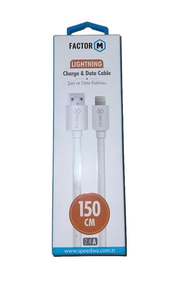 Factor M Lightning Data Kablo 2.4A 150cm FM-2415L - Image 1