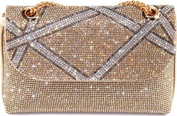 Gold Abiye Çanta. Taşlı Abiye Çanta. Kadın Abiye Çanta. Abiye Çanta Gold. Altın Davet Düğün Çantası. - Image 1