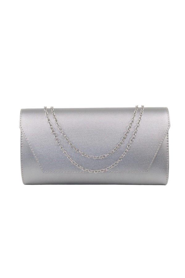 Gümüş Abiye Çanta. Gümüş Kadın Abiye Çanta. Abiye Gümüş Kumaş Davet Gece Portföy Clutch Çanta. - Image 1