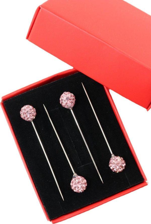 4’lü Pembe taşlı eşarp iğnesi. Şal iğnesi. Türban iğnesi. Başörtü iğnesi. Eşarp ve şal iğnesi. - Image 1
