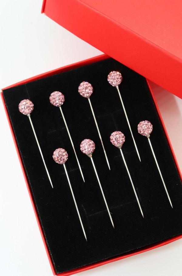 8’li Pembe taşlı eşarp iğnesi. Şal iğnesi. Türban iğnesi. Başörtü iğnesi. Eşarp ve şal iğnesi. - Image 1