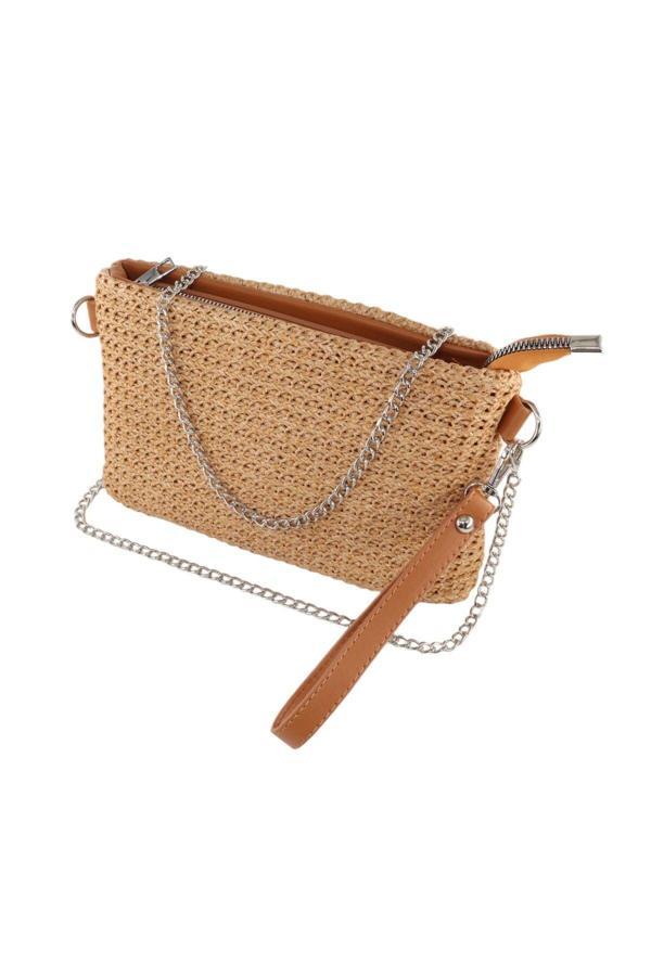 Hasır örgü Bal köpüğü Portföy Çanta. Clutch Çanta. Gece çantası. Davet çantası. El ve Omuz çantası. - Image 1