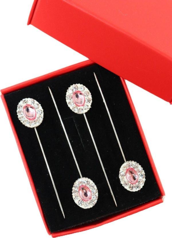 4lü Pembe kristal taşlı eşarp iğnesi. Şal iğnesi. Türban iğnesi. Başörtü iğnesi. Eşarp ve şal iğnesi - Image 1