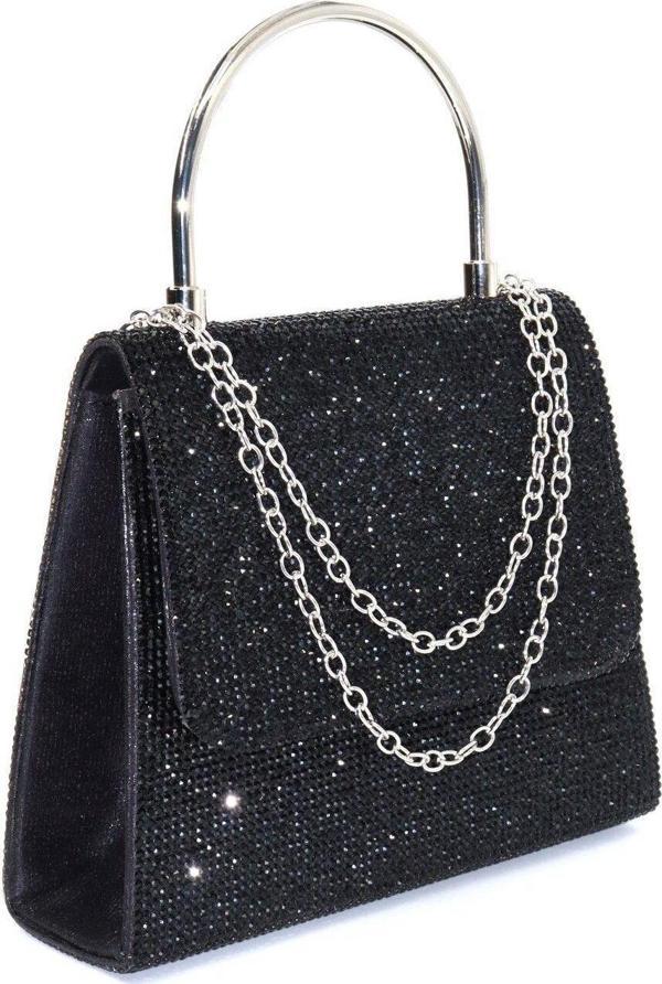 Siyah Taşlı Abiye çanta. Siyah Kadın Abiye Çanta. Siyah Abiye Çanta. Davet Gece Clutch Çanta. - Image 1