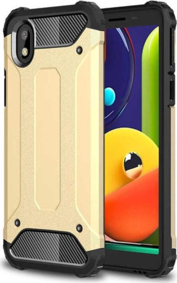 Coverzone Galaxy A01 Core Kılıf Shockproof Slikon Zırh Gold - Image 1