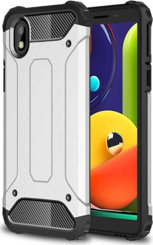 Coverzone Galaxy A01 Core Kılıf Shockproof Slikon Zırh Gri - Image 1