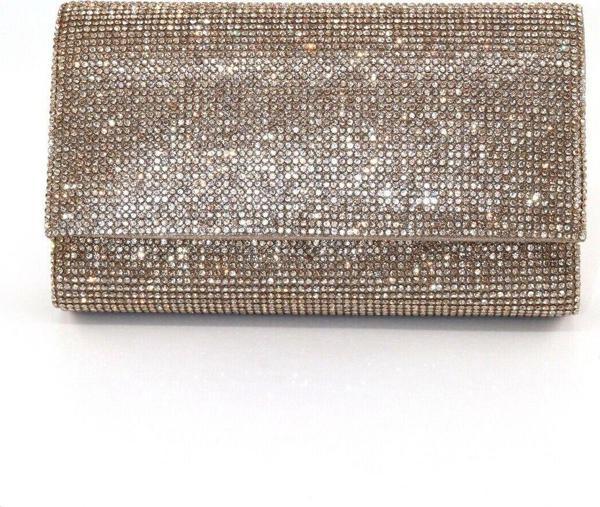 Taşlı gold abiye çanta. Clutch gold taşlı davet gece çantası. Altın abiye çanta. Gold abiye çanta.  - Image 1