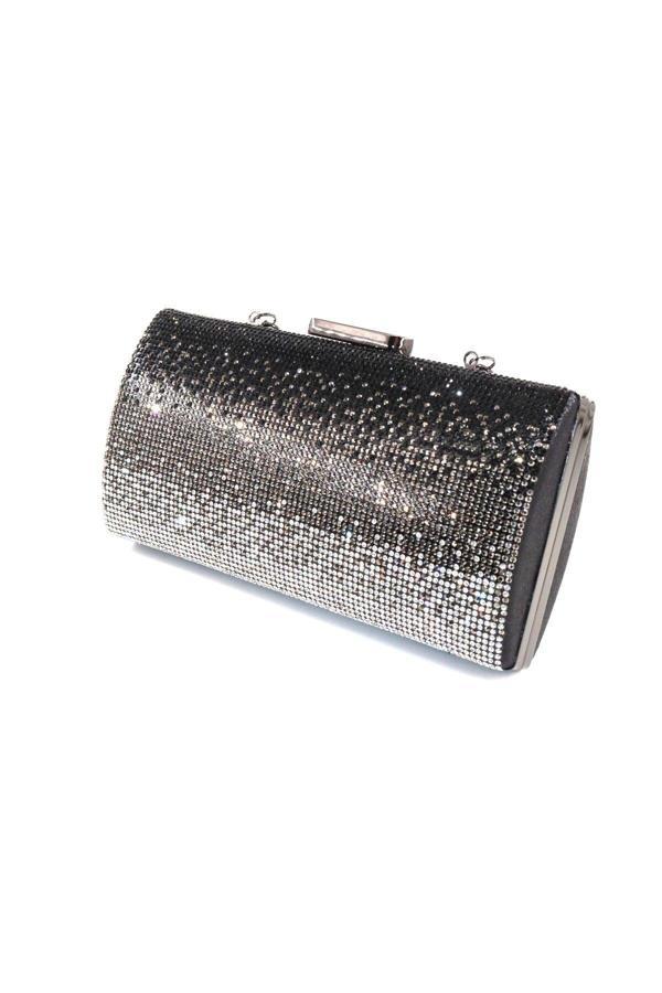 Taşlı siyah abiye çanta. Clutch siyah taşlı gece çantası. Abiye çanta siyah. Siyah abiye çantası. - Image 1