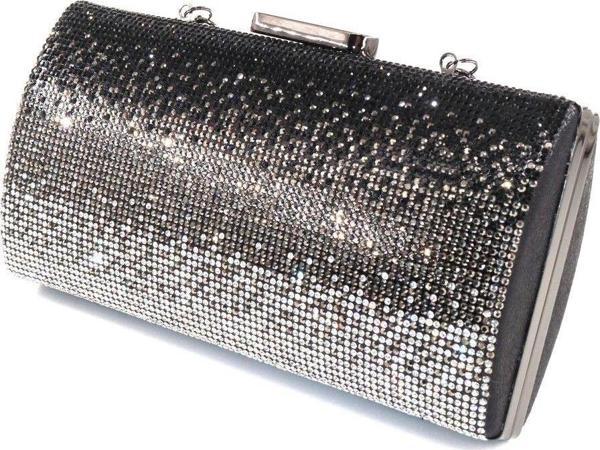 Taşlı siyah abiye çanta. Clutch siyah taşlı gece çantası. Abiye çanta siyah. Siyah abiye çantası. - Image 1