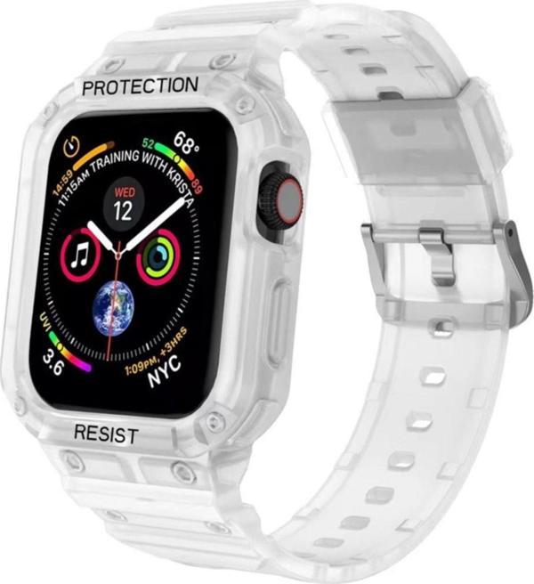 Coverzone Apple Watch 7 Ile Uyumlu Double Protect 45mm Gnabry Antishok Kordon Şeffaf - Image 1