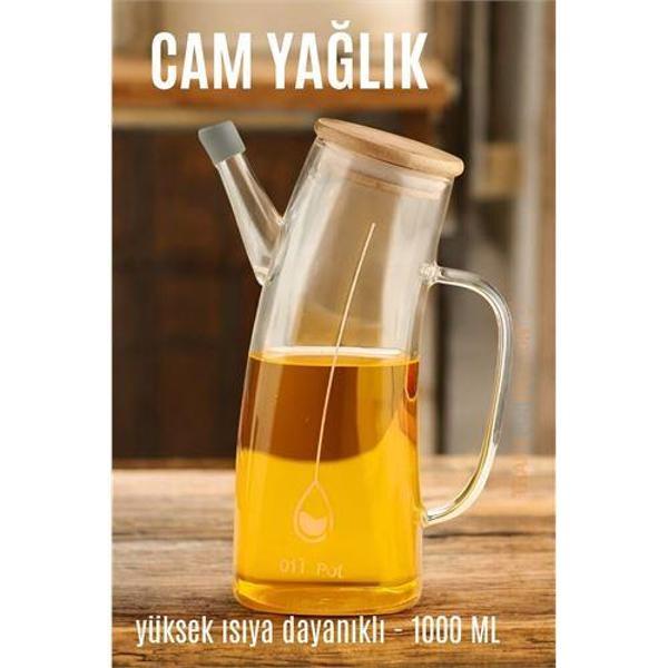 Yağ Sirke Şişesi Yağlık Borosilikat Cam 1000 ML - Image 1