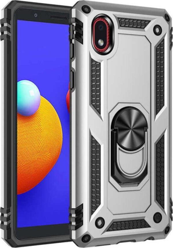 Coverzone Galaxy A01 Core Shockproof Yüzük Tutuculu Vega Gri - Image 1