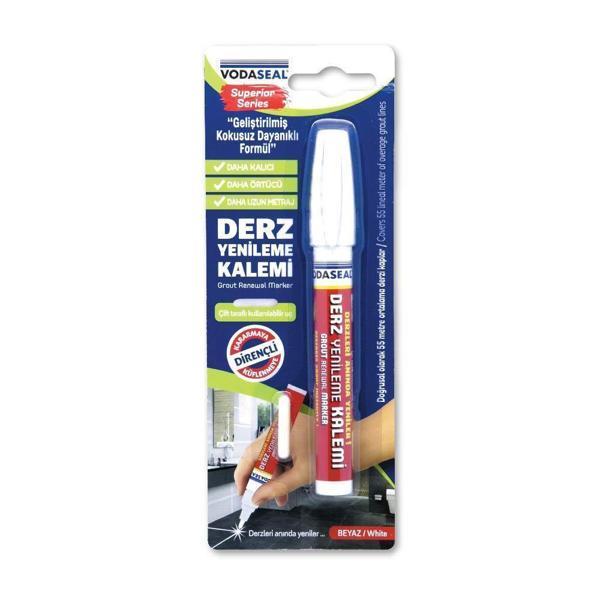 Vodaseal Çift Uçlu Su Bazlı Kokusuz Kalıcı Derz Kalemi Beyaz - Image 1