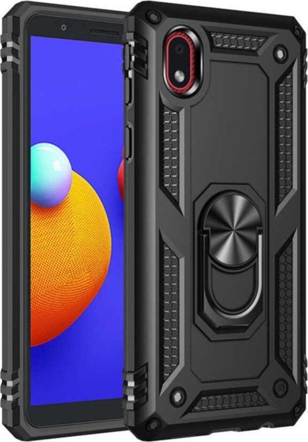 Coverzone Galaxy A01 Core Shockproof Yüzük Tutuculu Vega Siyah - Image 1