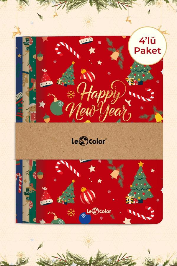 LeColor 4'lü Yeni Yıl Defter Seti Çizgisiz 13x20 - Happy New Year - Image 1