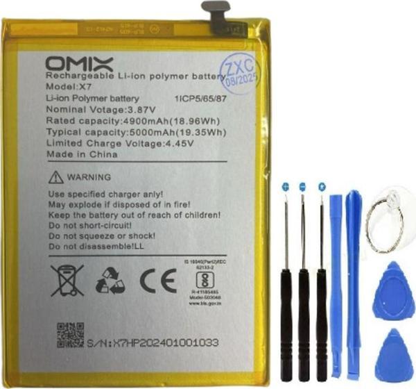 Omix X7 Pil Batarya 5000 mAh 1CP5/65/87 + Tamir Set - Image 1
