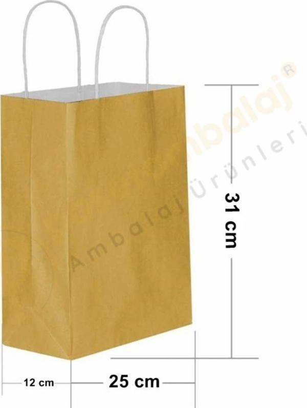 Altın Kraft Çanta Orta Boy 25x12x31 cm 25 Adet - Image 1