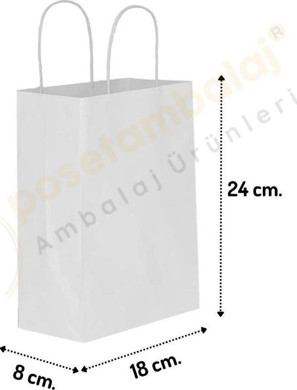 Beyaz Kraft Çanta Küçük Boy 18x8x24 cm 25 Adet - Image 1