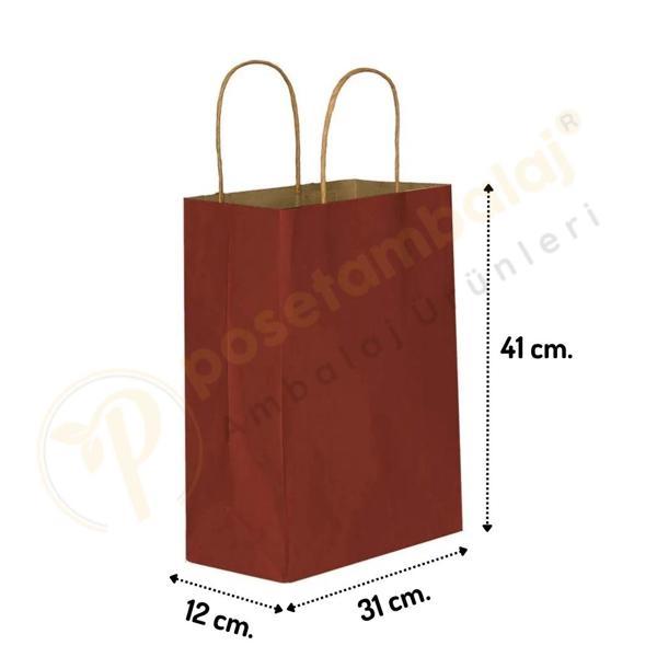 Bordo Kraft Çanta Büyük Boy 31x12x41 cm 25 Adet - Image 1