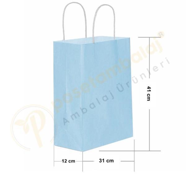 Mavi Kraft Çanta Büyük Boy 31x12x41 cm 25 Adet - Image 1