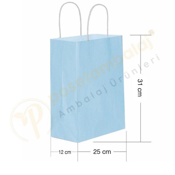 Mavi Kraft Çanta Orta Boy 25x12x31 cm 25 Adet - Image 1