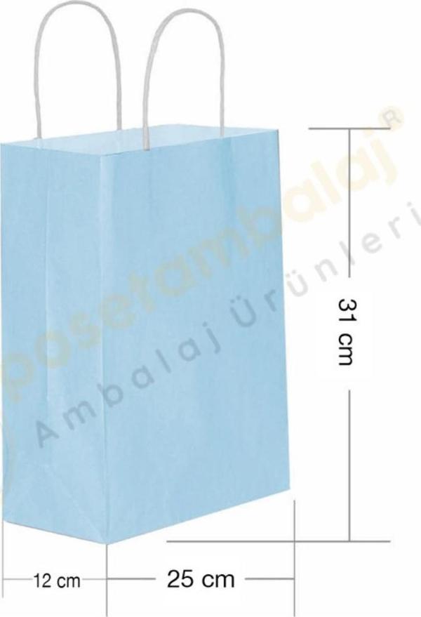 Mavi Kraft Çanta Orta Boy 25x12x31 cm 25 Adet - Image 1