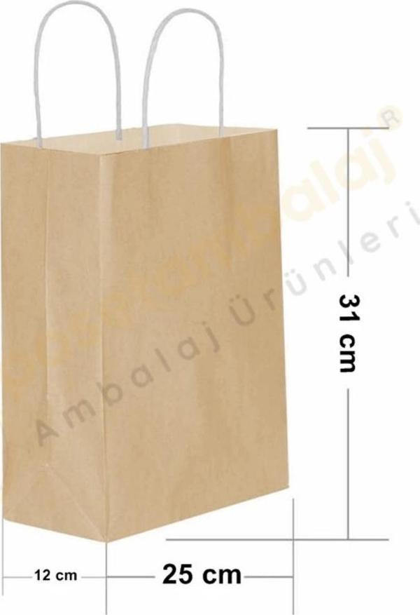 Naturel Kraft Çanta Orta Boy 25x12x31 cm 25 Adet - Image 1