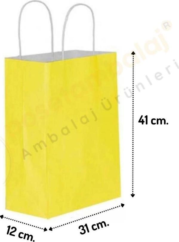 Sarı Kraft Çanta Büyük Boy 31x12x41 cm 25 Adet - Image 1