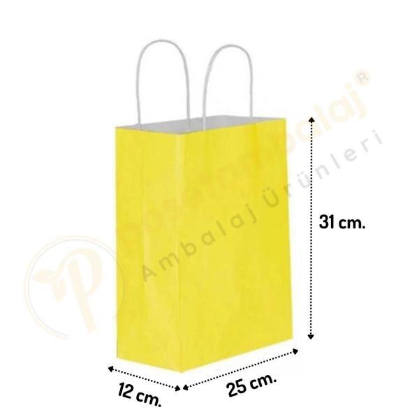 Sarı Kraft Çanta Orta Boy 25x12x31 cm 25 Adet - Image 1