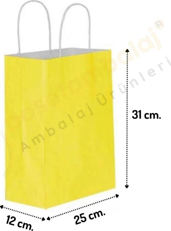 Sarı Kraft Çanta Orta Boy 25x12x31 cm 25 Adet - Image 1