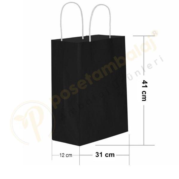 Siyah Kraft Çanta Büyük Boy 31x12x41 cm 25 Adet - Image 1